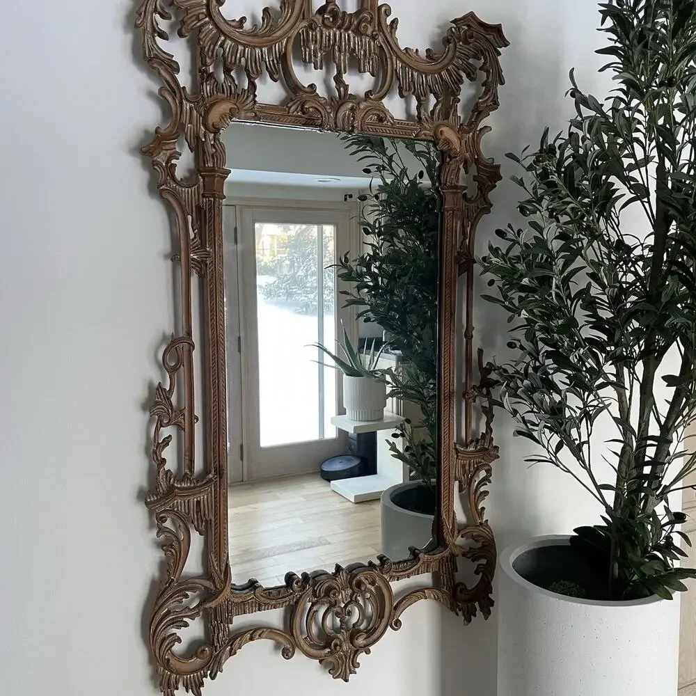 Vintage La Barge Italian Hand Carved Solid Wood Wall Mirror Ornate Florentine